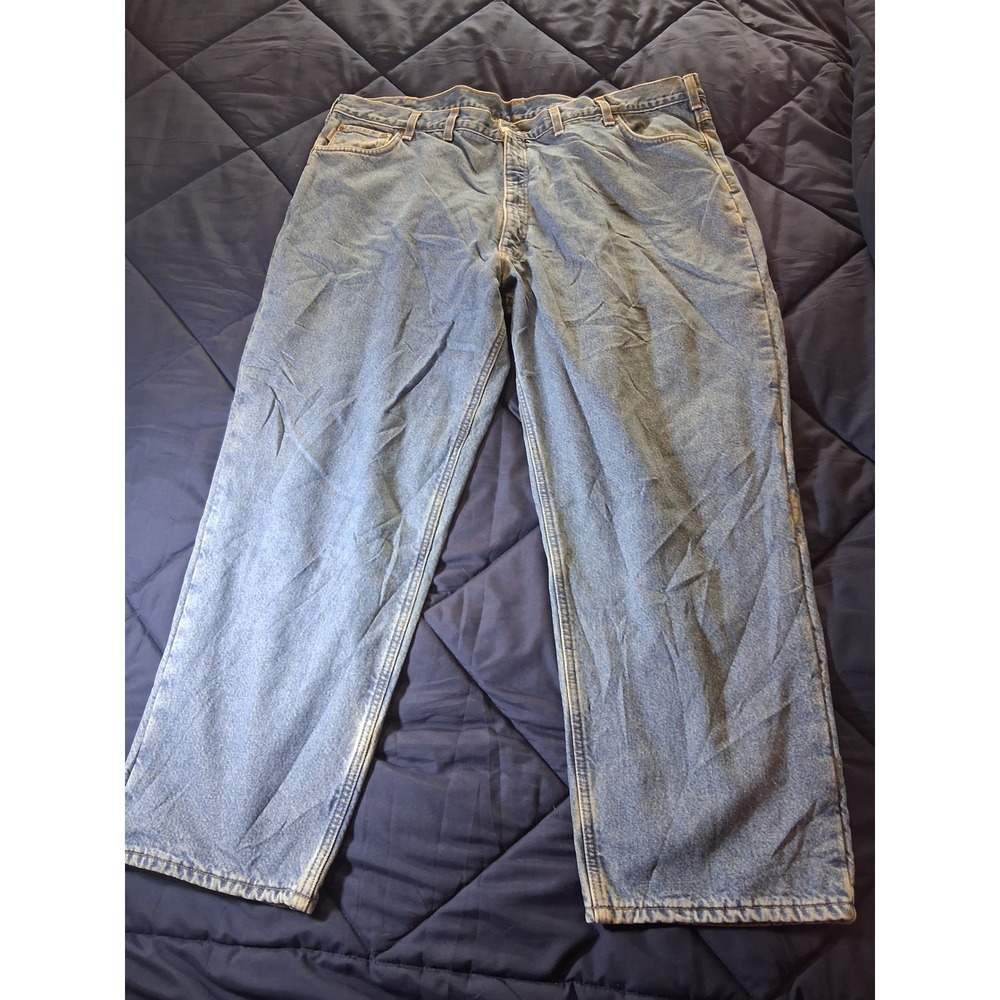 Carhartt B155 DST Fleece Lined Relaxed Fit Jeans Mens 48x30 Blue Denim Work Pant